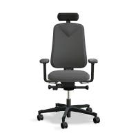 Arbetsstol Höganäs 280 Small med hög rygg och 4D armstöd och nackstöd äkta läder, stor ställbarhet, tyg Select