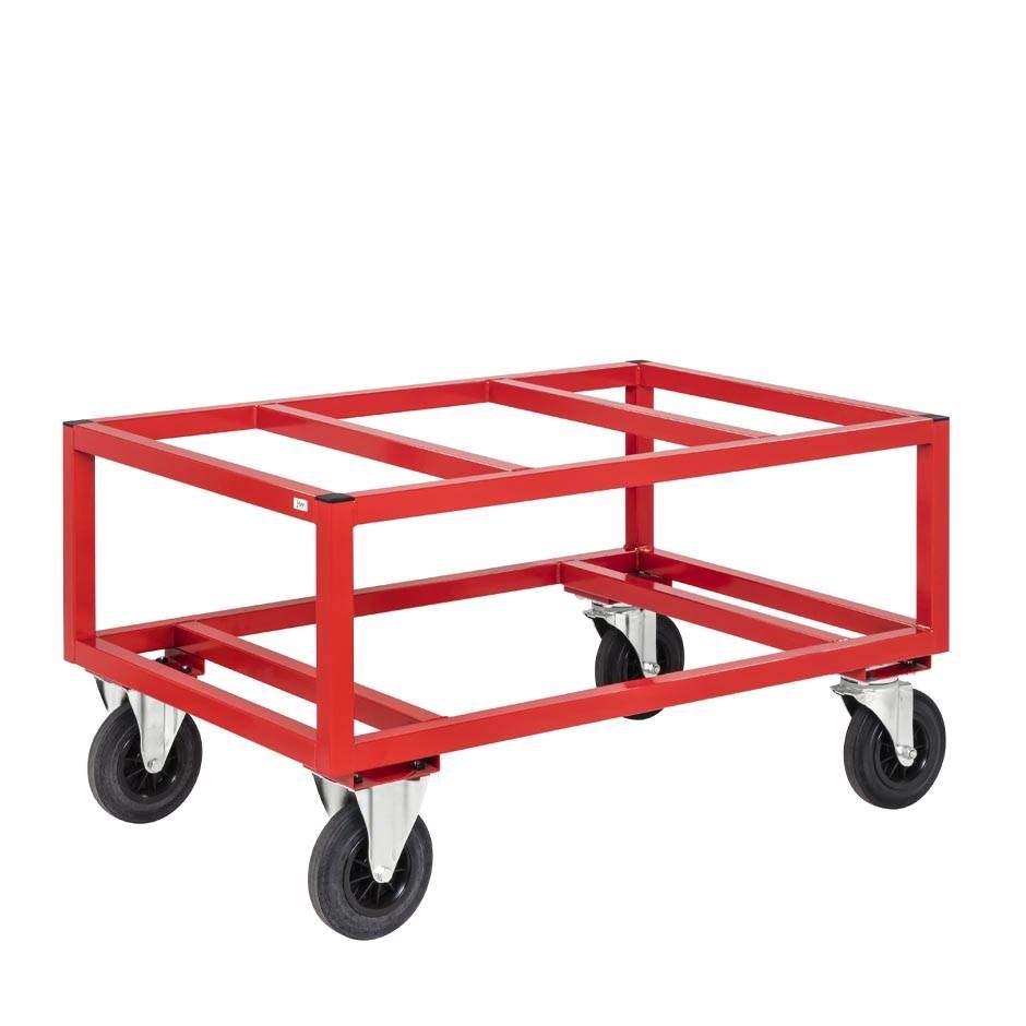 Pallvagn Axel, L1200 x B1000 x H650 mm, kapacitet 800 kg, röd