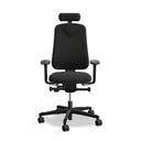 Arbetsstol Höganäs 280 Small med hög rygg och 4D armstöd och nackstöd äkta läder, stor ställbarhet, tyg Select