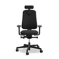 Arbetsstol Höganäs 280 Small med hög rygg och 4D armstöd och nackstöd äkta läder, stor ställbarhet, tyg Select