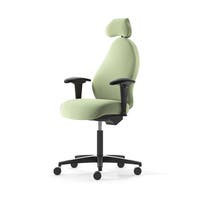 Kontorsstol Malmstolen R3H med hög rygg, Dux-sits, nackstöd i tyg, armstöd Corona, hjul hårda golv, Tyg Capture 6501 Grön