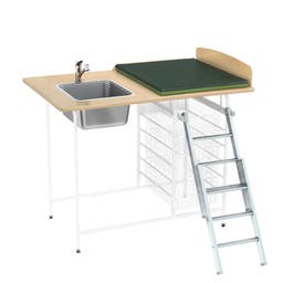 Skötbord Fast 120V tvättdel, skiva 1200x800 mm, höjd 900mm, inkl. stege