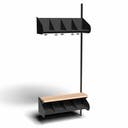 Inredningssystem BST, påb.sekt., 800x300x270 mm, med bänk & m-vägg, 4 platser