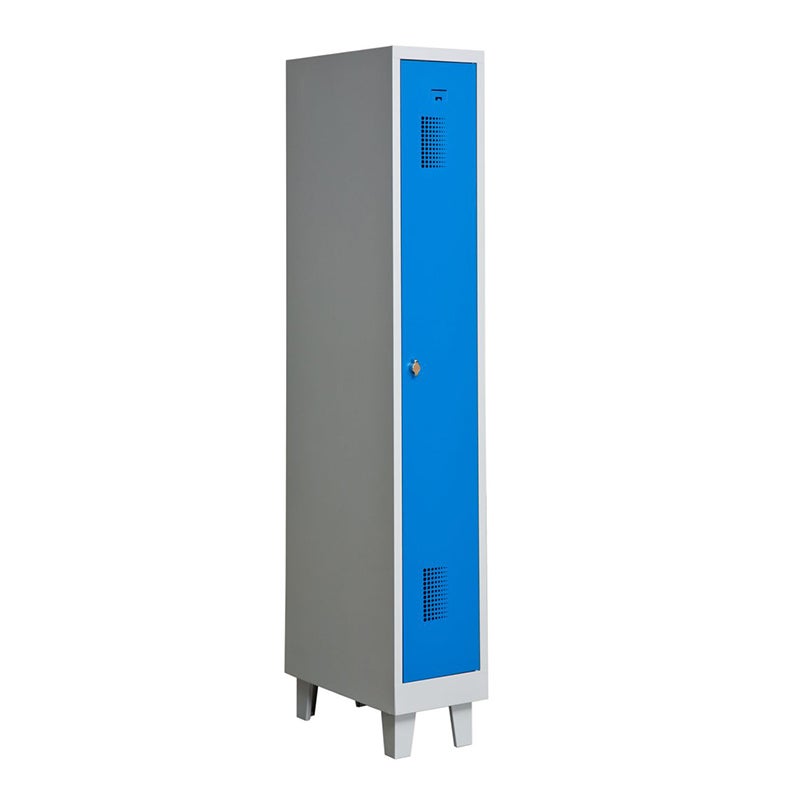 Klädskåp med benstativ, 1x300 mm, 300x550x1950 mm, cylinderlås, lackerat