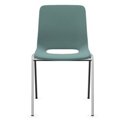 Staplingsbar stol Ana, helt Ljusgrön Polypropylen. Grå 4-bensstativ, B495xD515 mm, sitthöjd 430 mm. Plastfot
