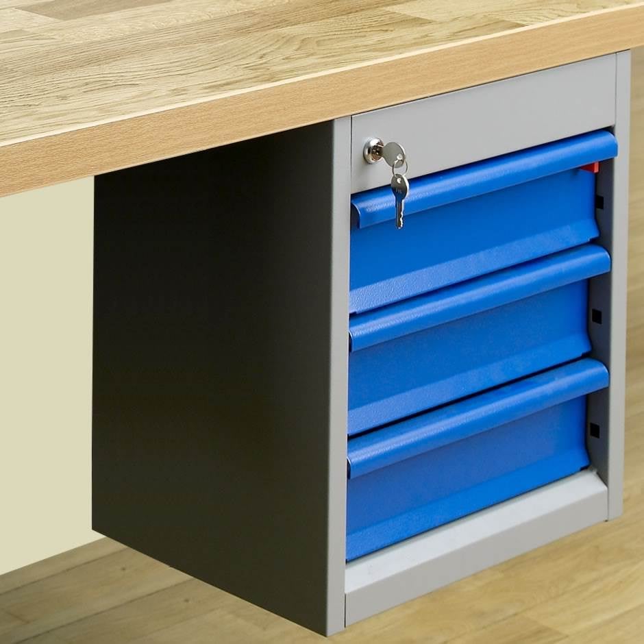 Lådhurts 3-lådig, 3x100 mm, c-lås, 385x500x435 mm, max 25 kg/låda