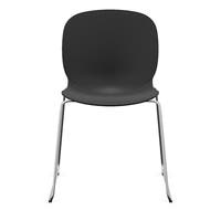 Staplingsbar stol Noor, benstativ ljusgrå medar, helt sittskal av svart PP, filttassar och kopplingsbeslag