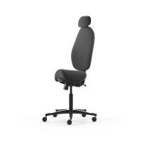 Sadelstol Malmstolen Active H5 med hög rygg, nackstöd i tyg, hjul för hårda golv, Tyg Capture 4601 Grå