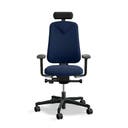 Arbetsstol Höganäs 280 Small med hög rygg och 4D armstöd och nackstöd äkta läder, stor ställbarhet, tyg Select