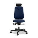 Arbetsstol Höganäs 280 Small med hög rygg, stor ställbarhet, Nackstöd svart konstläder, tyg Select