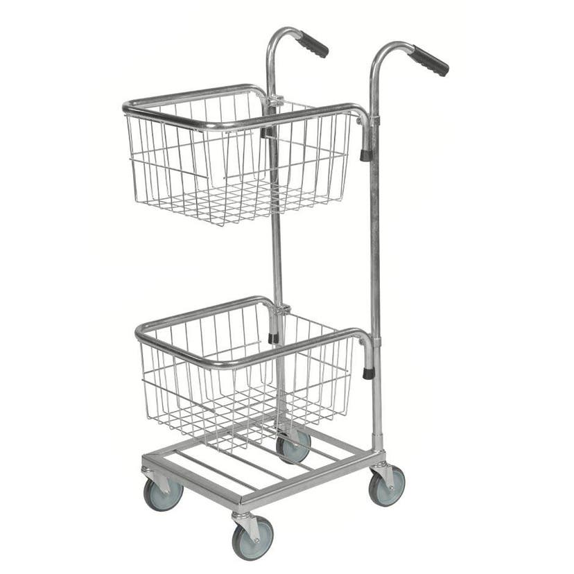 Allroundvagn Mike, 2 korgar, 660x385x1090, kap. 35 kg, elförzinkad, broms