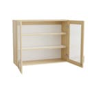Väggskåp Mora, B800 x D300 x H800 mm, glasade dörrar, 2 flyttbara hyllplan, laminat björk