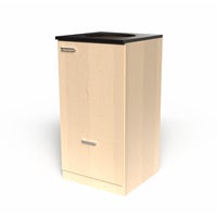 Miljödisk 3 fraktioner, 90 liters kärl med toppmatning, frontlucka, 2 st 25 liters kärl i låda med täckt lådfront, Björk