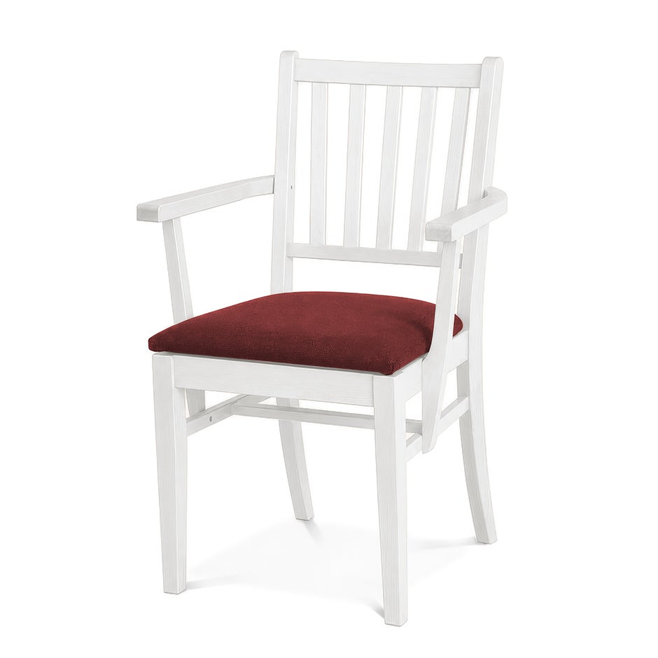 Karmstol Ester, B570 x D540 x H860 mm, stativ vit bets, klädsel Gabriel Cura röd