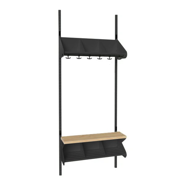 Inredningssystem BST, grundsekt., 900x300x270 mm, med bänk & m-vägg, 3 platser