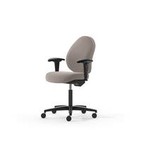 Kontorsstol Malmstolen R3M med låg rygg, Dux-sits, armstöd Corona, hjul för hårda golv, Tyg Capture 5103 Beige