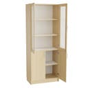 Materialskåp Mora, B800 x D470 x H2100 mm, glasade dörrar, laminat björk