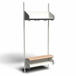 Inredningssystem BST, grundsektion, 800x300x270 mm, inkl. sittbänk, utan m-vägg