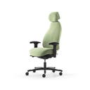 Kontorsstol Malmstolen 7000 med hög rygg, Dux-sits, nackstöd i tyg, armstöd Corona, hjul hårda golv, Tyg Capture 6501 Grön