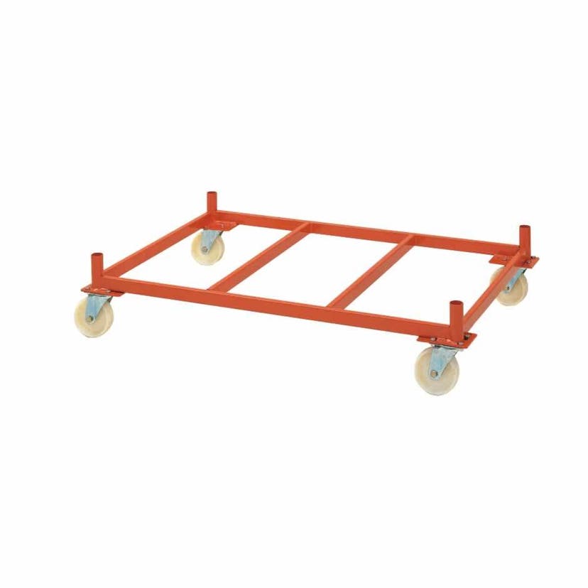 Stålpallvagn 1200x800 mm, 4 st 125 mm nylonlänkhjul, max 500kg höjdstapling