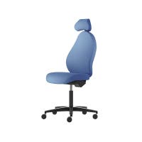 Kontorsstol Malmstolen R3H med hög rygg, Dux-sits, nackstöd i tyg, hjul för hårda golv, Tyg Capture 4901 Blå