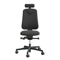 Arbetsstol Höganäs 280 Small med hög rygg, stor ställbarhet, Nackstöd svart konstläder, tyg Xtreme