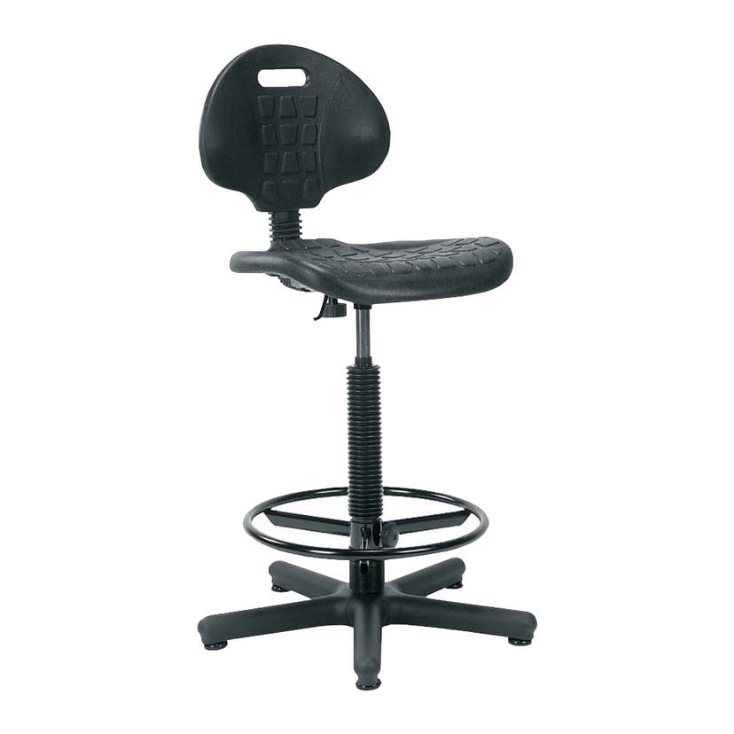 Arbetsstol Nargo, inkl fotring, glidfötter, sits och rygg i PU, höjdinst 550-800 mm