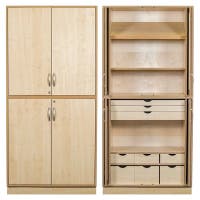 Slöjdskåp Sjöbergsskåpet 1, med 3 st hyllplan, 1 lutande hyllplan & 9 lådor