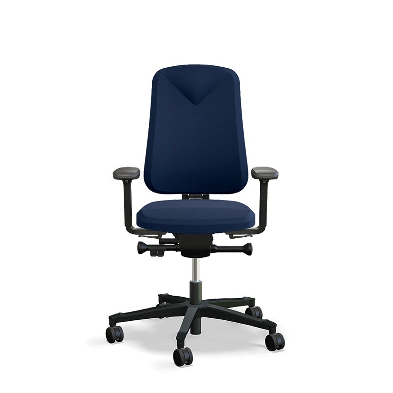 Arbetsstol Höganäs 280 Small med hög rygg och 4D armstöd, stor ställbarhet, tyg Select