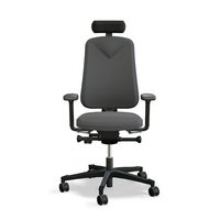 Arbetsstol Höganäs 280 Small med hög rygg och 4D armstöd och nackstöd konstläder, stor ställbarhet, tyg Select