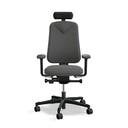 Arbetsstol Höganäs 280 Small med hög rygg och 4D armstöd och nackstöd konstläder, stor ställbarhet, tyg Select