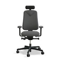 Arbetsstol Höganäs 280 Small med hög rygg och 4D armstöd och nackstöd konstläder, stor ställbarhet, tyg Select