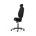 Sadelstol Malmstolen Active H5 med hög rygg, nackstöd i tyg, hjul för hårda golv, Tyg Capture 5701 Svart