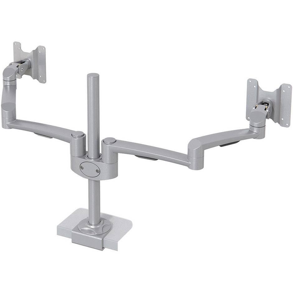 Monitorarm Oslo Dubbel, armlängd 465 mm, dubbla armar för monitorer, klämfäste