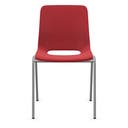 Staplingsbar stol Ana, helt  Röd Polypropylen. Grå 4-bensstativ, B495xD515 mm, sitthöjd 430 mm. Plastfot