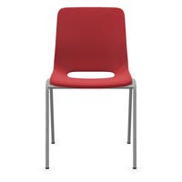 Staplingsbar stol Ana, helt  Röd Polypropylen. Grå 4-bensstativ, B495xD515 mm, sitthöjd 430 mm. Plastfot